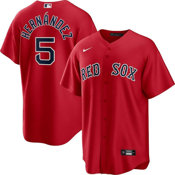 Men's Boston Red Sox #5 Enrique Hernandez Red Cool Base Stitched Baseball Jersey